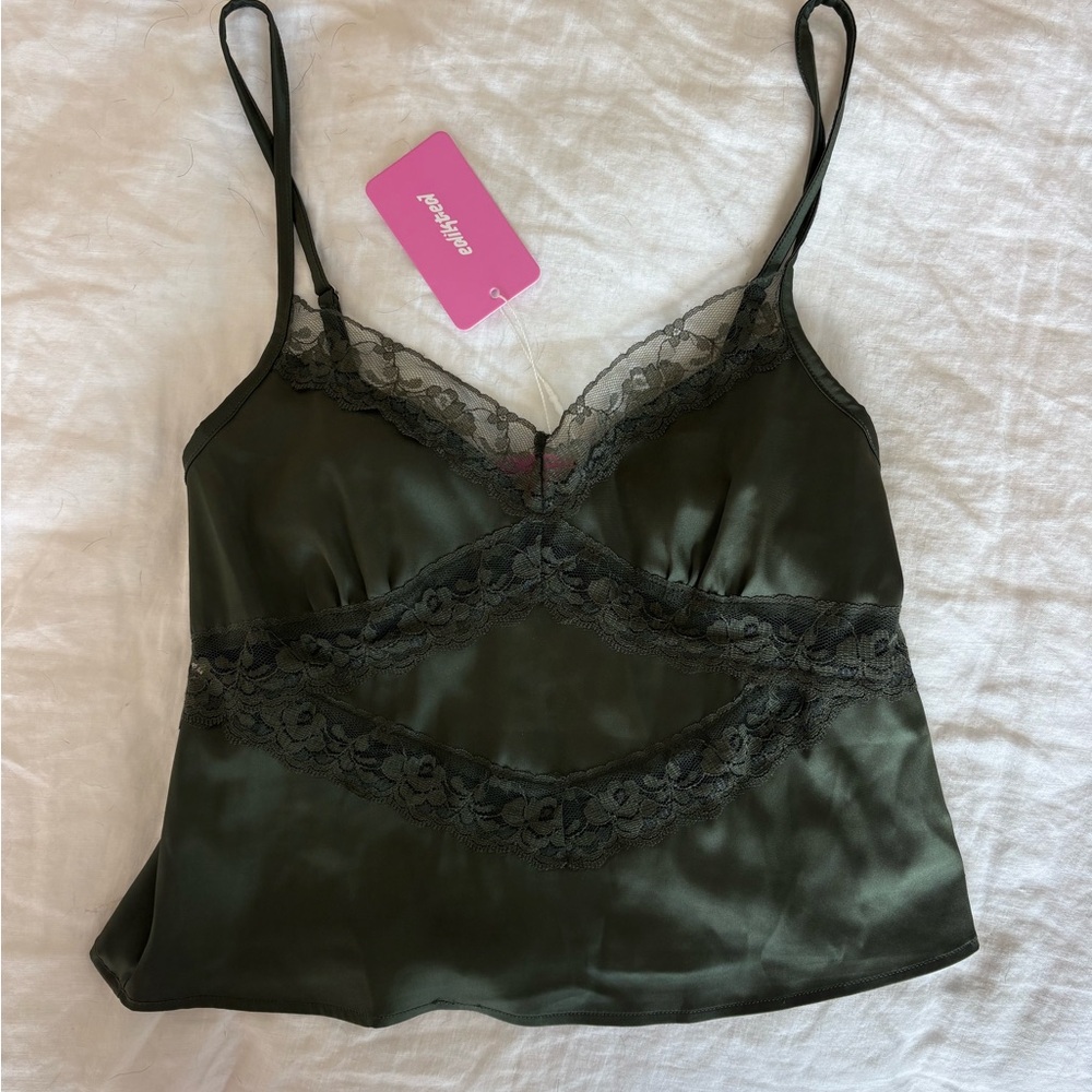 Edikted Satin Lace-Trim Tank Top